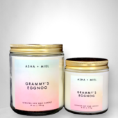 One 8 ounce and one 4 ounce Grammy's Eggnog Candle in glass jars with gold tops