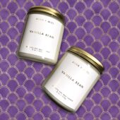 two 8 ounce jars of vanilla bean soy candles