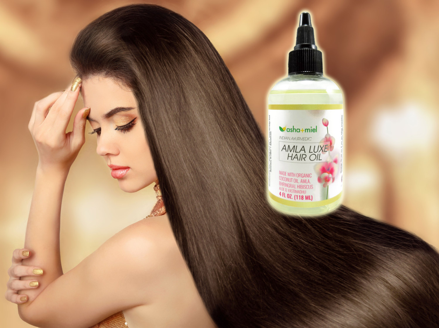 Amla Luxe: Amla oil, Bhringraj, Hibiscus, Aloe & Licorice Coconut oil for hair  growth - Asha + Miel Body Care