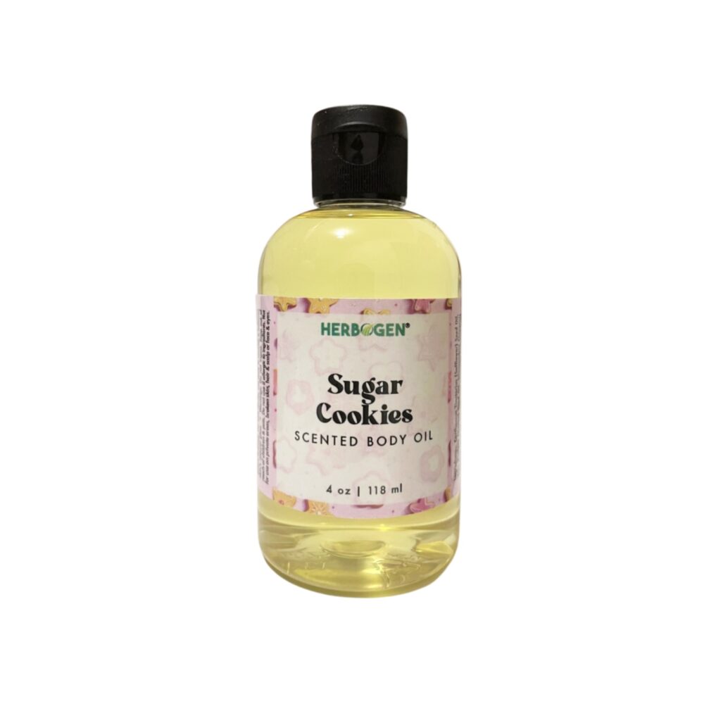 Sugar Cookies Body Oil, 4 ounce bottle with spout dispenser
