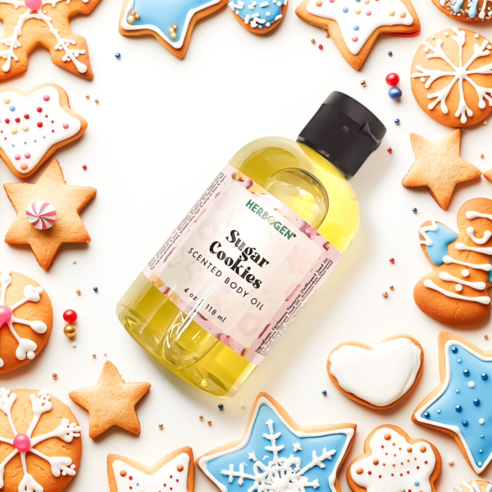 Sugar Cookies Body Oil, 4 ounce bottle with sugar cookies