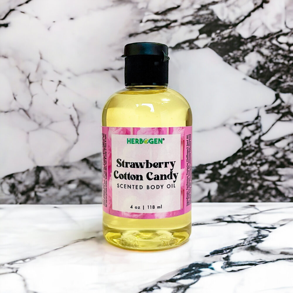 Strawberry Cotton Candy Body Oil, 4 oz spout bottle